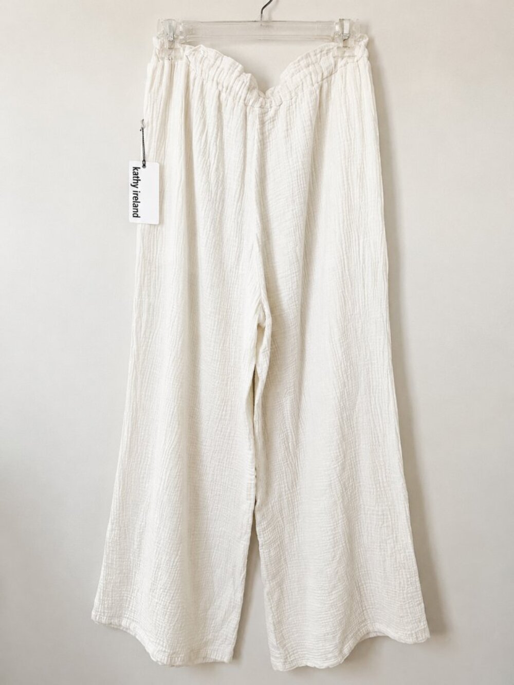Kathy Ireland White Gauze Wide Leg Beach Pants - Picture 2 of 3